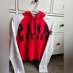 PINK Cropped Long Sleeve Sweatshirt, size M